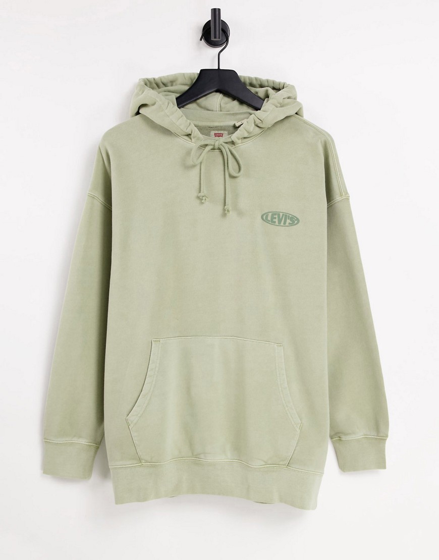 LEVI'S SPLIT COLLAR HOODIE WITH LOGO IN TEA GREEN,A0920-0002-US