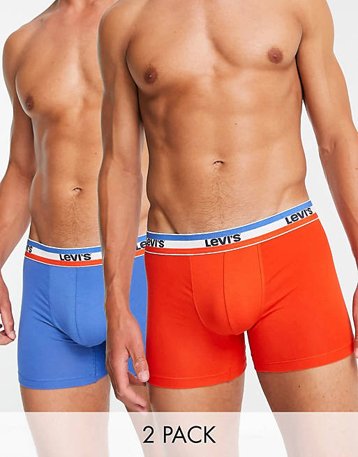 Levi's Sportswear 2 pack logo boxer briefs in red and blue