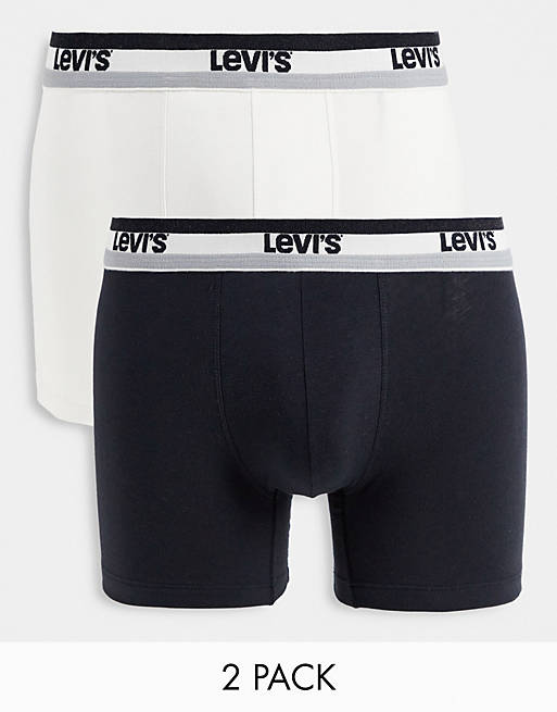 Levi's Sportswear 2 pack logo boxer briefs in white and black