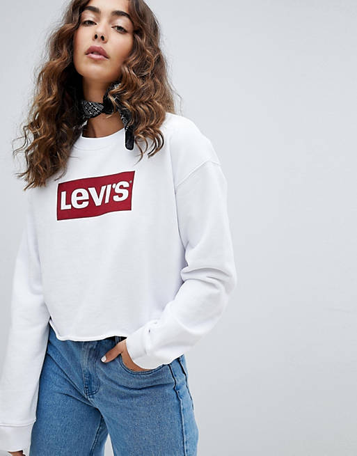 Levi's Sportswear Logo Sweatshirt with Raw Edge in White | ASOS