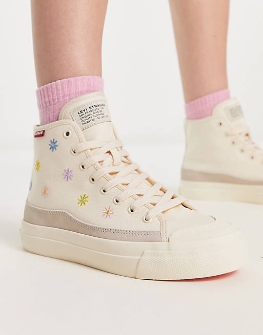 Levi's Square high top sneakers in cream with all over flower print | ASOS
