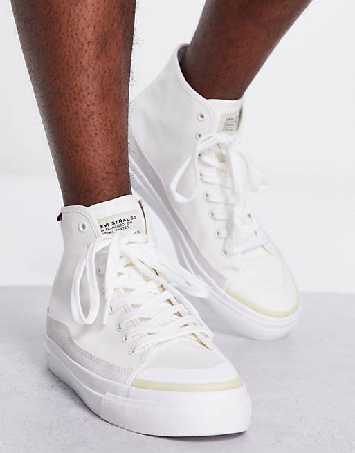 Levi's square high trainer with red tab in white | ASOS