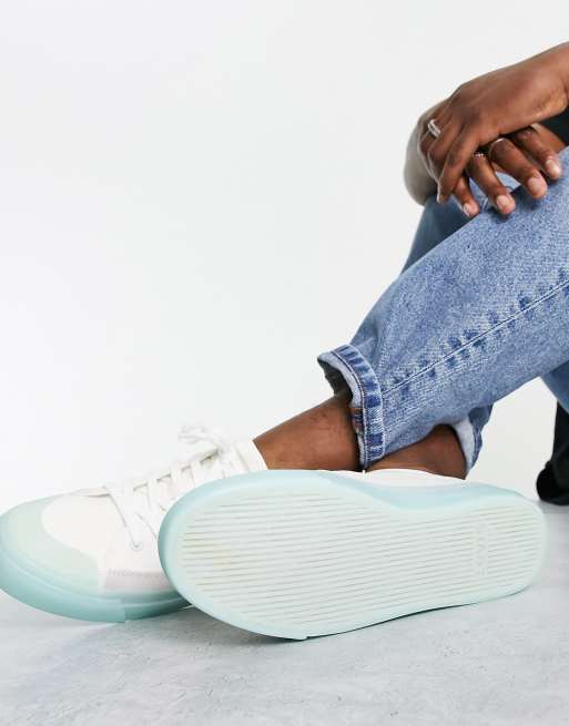 Levi's square low translucent sneakers in white with blue sole | ASOS