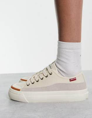 Levi's - Square - Sneakers basse color crema con etichetta rossa del logo