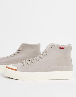 Levi's square suede leather trainer with red tab in cream - ASOS Price Checker