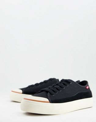 Levi's square suede mix trainer with red tab in black - ASOS Price Checker