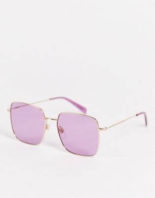 Levi's square sunglasses in purple  - ASOS Price Checker