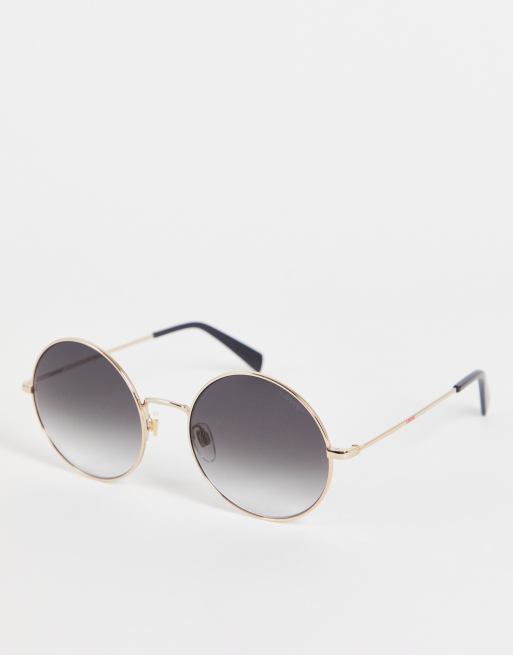 Levi's – Srebrno-czarne okrągłe okulary przeciwsłoneczne