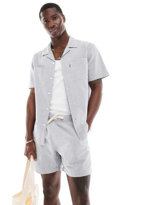 Levi's - Standard Camp - Geruit overhemd in grijs, deel van co-ord set