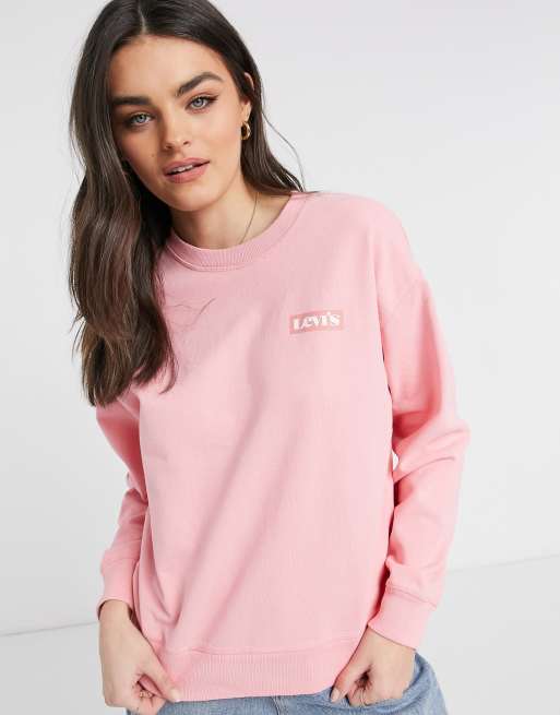 Women's Self Design Pink Crew Neck Sweater – Levis India Store