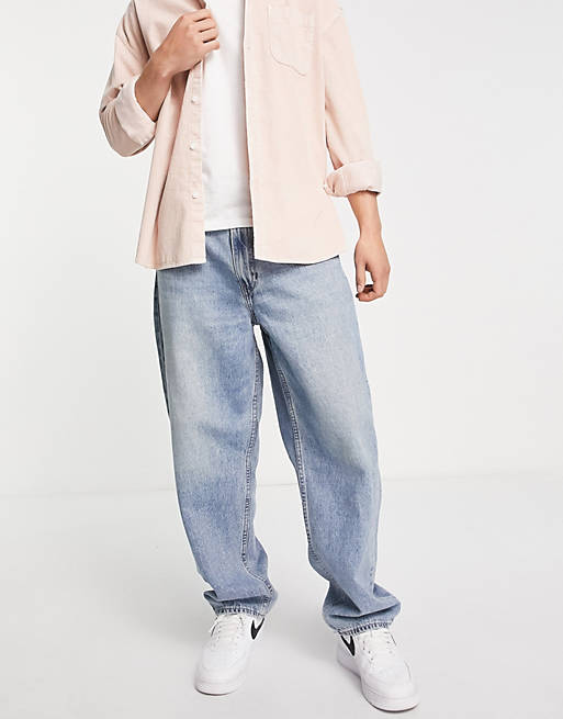 Levi's stay baggy tapered jeans in light blue wash | ASOS