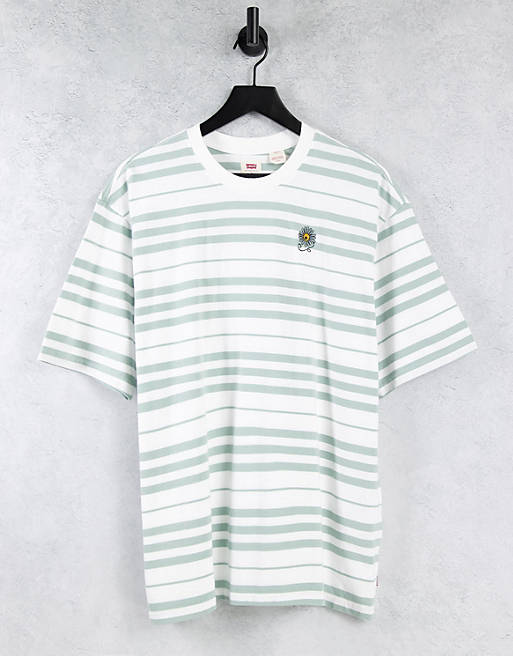 Levi's stay loose backyard stripe t-shirt in green