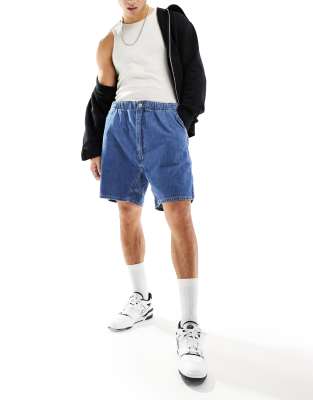 Levi's stay loose boxer denim short with elasticated waistband in blue