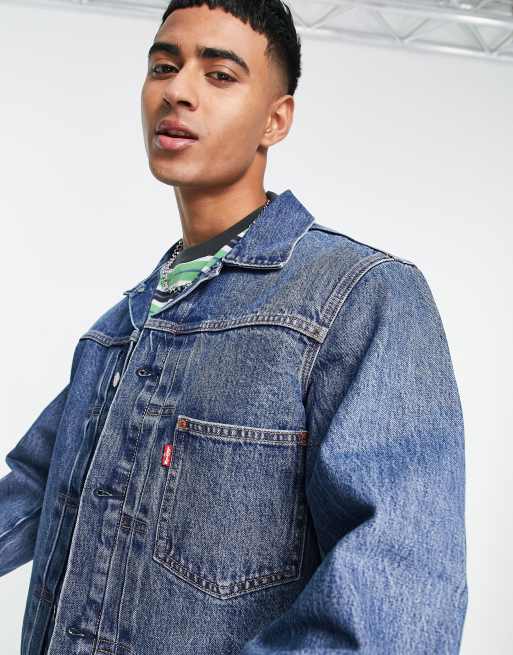 Levi's Stay Loose denim trucker jacket in blue wash | ASOS