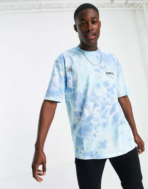 Levi's stay loose fit doodle sketch logo tie dye t-shirt in blue topaz |  ASOS