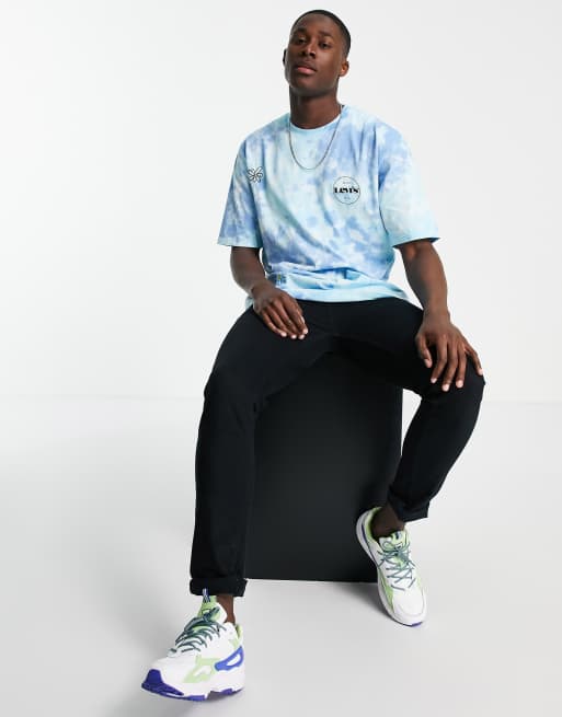 Levi's stay loose fit doodle sketch logo tie dye t-shirt in blue