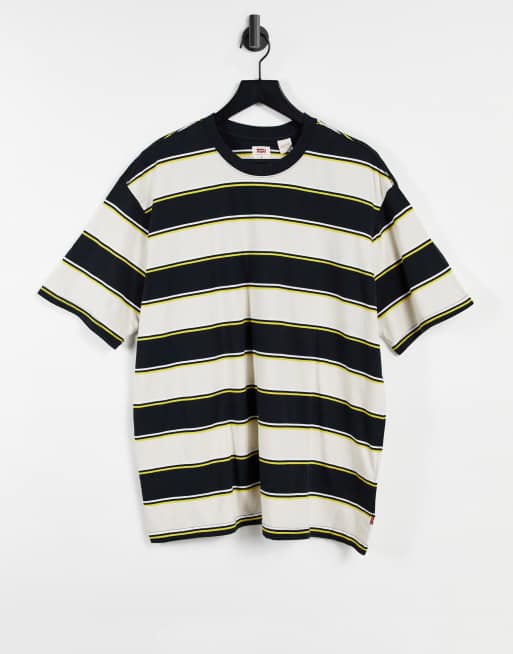 Levi's stay loose fit gilia stripe t-shirt in caviar black/white | ASOS