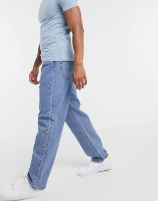 loose fit light blue jeans