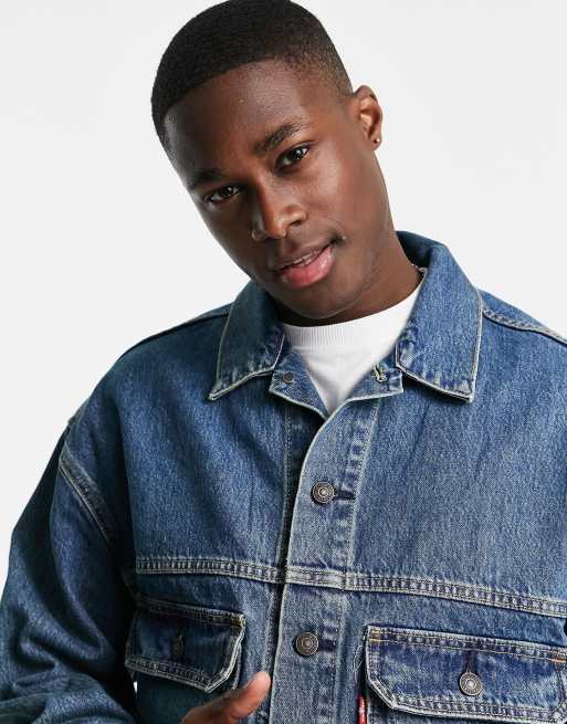 Levi's stay loose type 2 denim trucker jacket in blue wash | ASOS