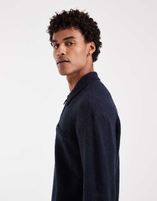 Levi's stickad tröja med halv dragkedja i marinblått, 5 av 5