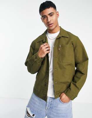 Levi's stock denim trucker jacket in olive green - ASOS Price Checker