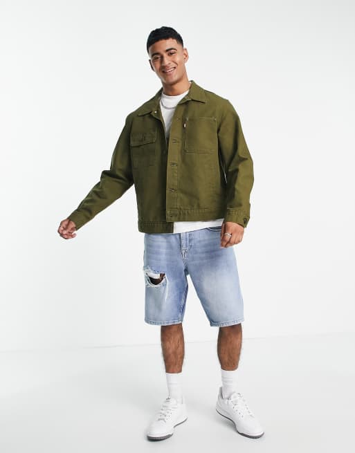 Olive green levi's denim 2024 jacket