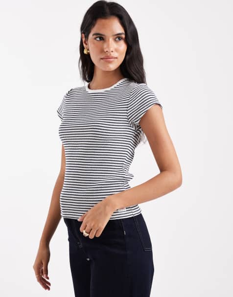 Levi's - Stribet t-shirt med små ærmer og vaffeltekstur - view 1