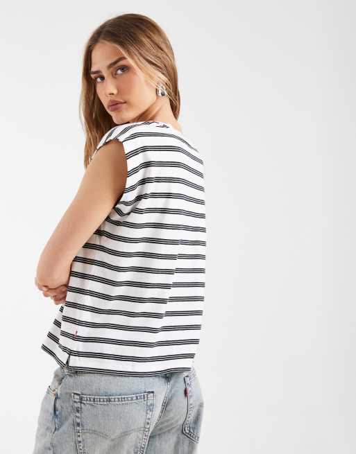 Levi's stribet tanktop i hvid, 4 af 4