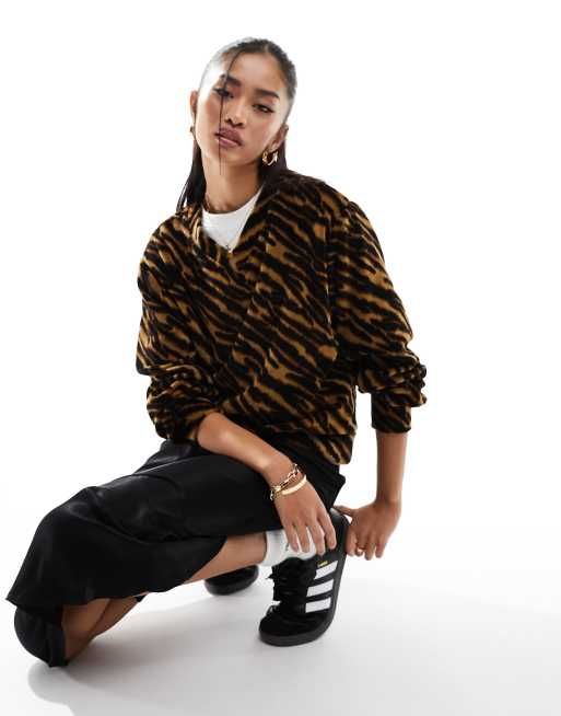Levi's - Striktrøje med v-hals og zebraprint