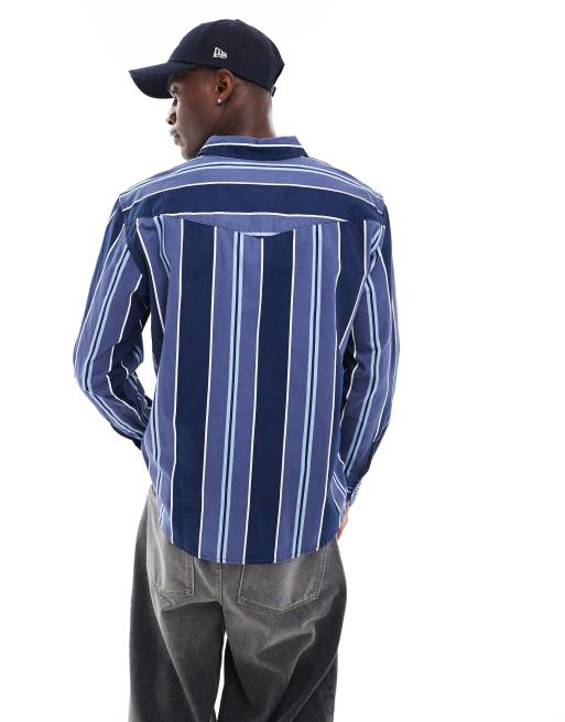 Levi's stripe relaxed fit western denim shirt in navy, 2 of 4
