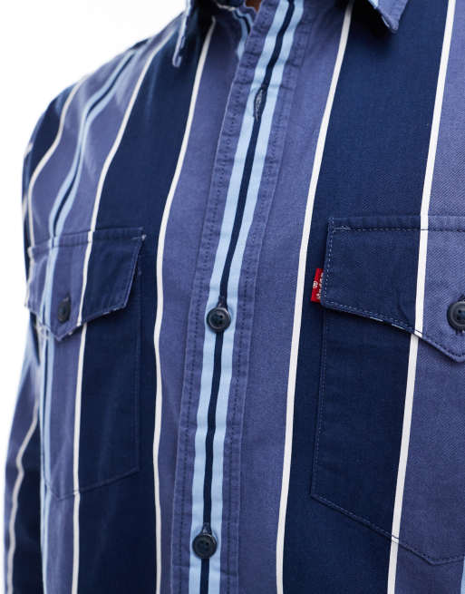 Levi's stripe relaxed fit western denim shirt in navy, 4 of 4