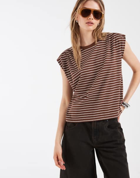 Levi's striped tank top in brown - view 1