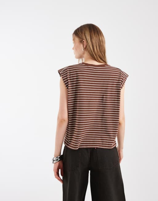 Levi's striped tank top in brown, 4 of 4