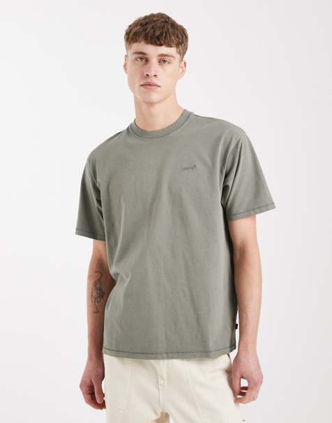 Levi's – Stückgefärbtes Vintage-T-Shirt in Khaki mit rotem Etikett - view 1
