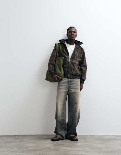 Levi's - sudadera con capucha vaquera camuflaje potrero en verde oscuro - view 1