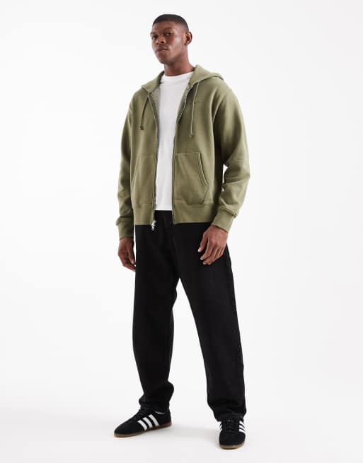Levi's - Sudadera con capucha y cremallera con pequeño estampado del logo en verde oliva, 2 de 5