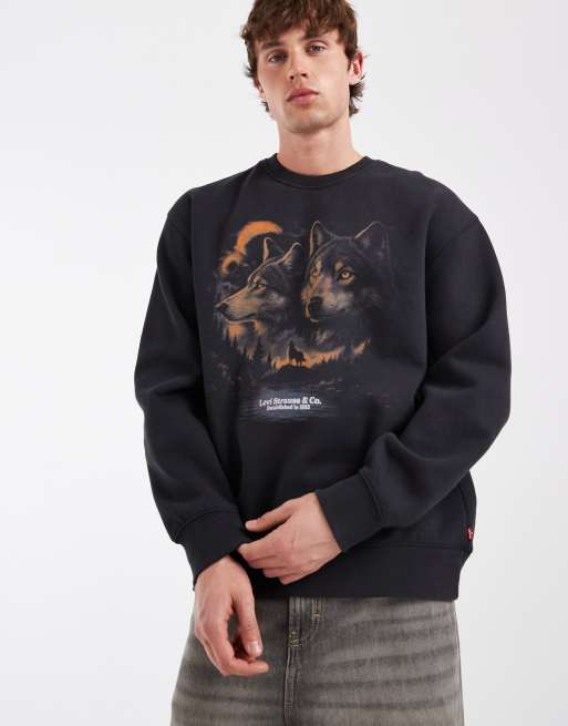 Levi's - Sudadera relajada con estampado gráfico en negro, 2 de 5