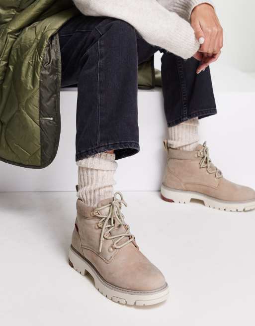 Levi's suede lace up ankle boots in beige | ASOS