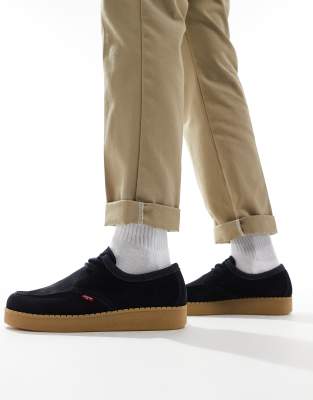 Levi's suede lace up apron shoes with red tab logo in navy φωτογραφία