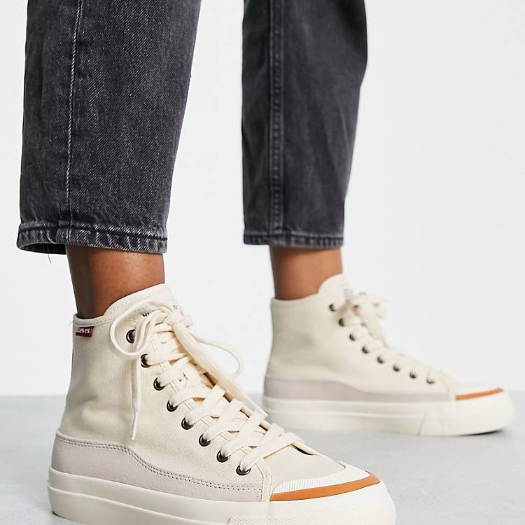 Levi's suede lace up high top trainers in off white | ASOS