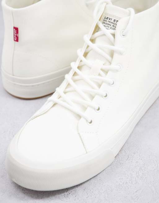 White mid top trainers sale