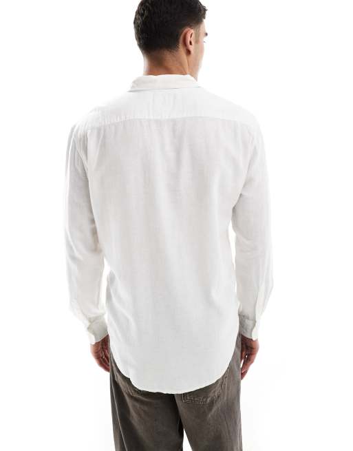 Levi's sunset 1 pocket linen cotton mix shirt regular fit in white, 4 of 4