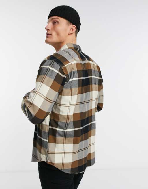 Levi's sunset 1 pocket standard fit check shirt in cream/brown, 2 of 4