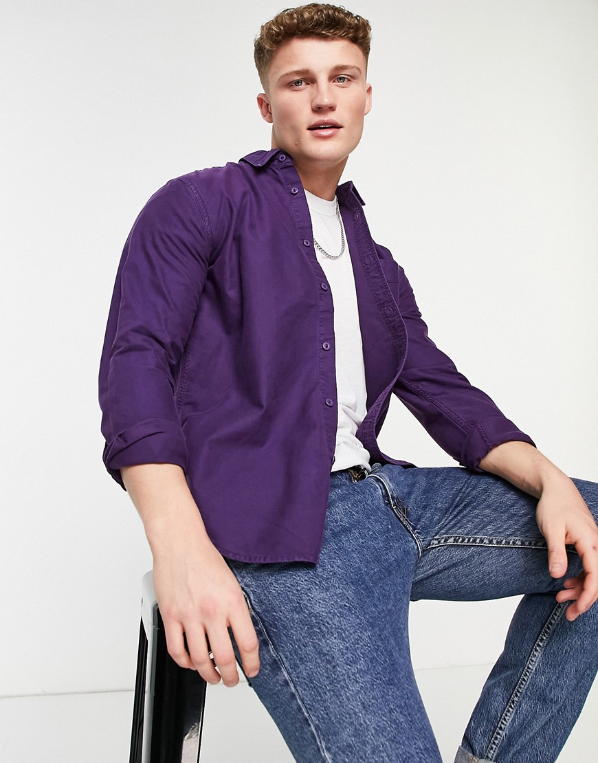 Levi's sunset 1 pocket standard fit garment dye shirt in loganberry purple