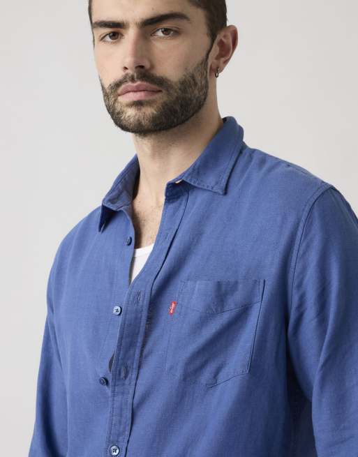 Levi's - Sunset - Camicia in cotone blu medio con tasca, 2 di 4