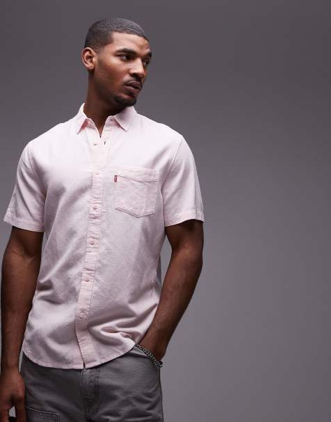 Levi's - Sunset - Camicia regular fit in misto cotone e lino rosa a maniche corte - view 1