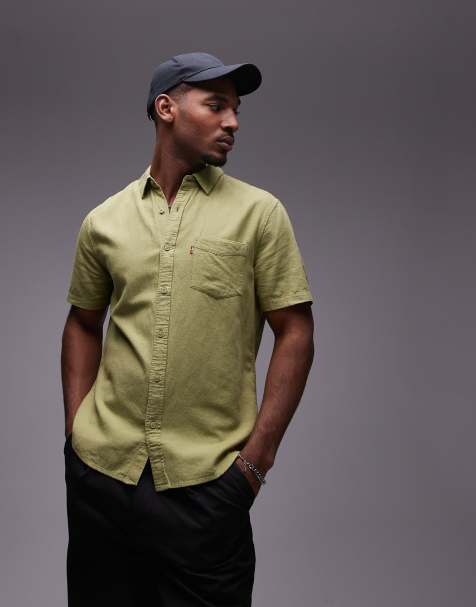 Levi's - Sunset - Camicia regular fit in misto cotone e lino verde a maniche corte - view 1