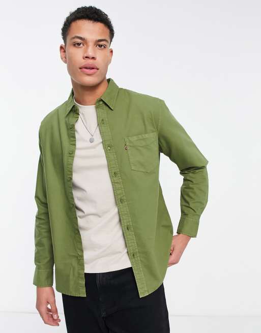 Levi's - Sunset - Camicia verde tinta in capo con 1 tasca e logo