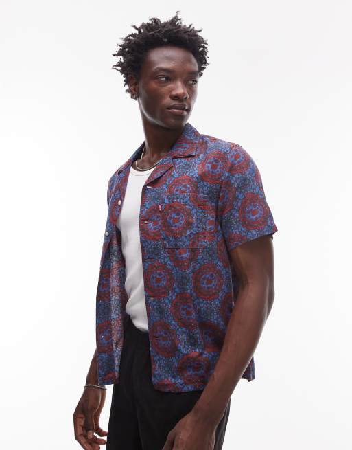 Levi's – Sunset Camp – Bordowa koszula z krótkim rękawem i geometrycznym wzorem