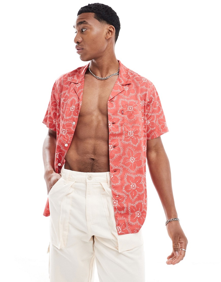 Levi’s Sunset Camp short sleeve floral print shirt in red